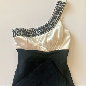 Formal dress with beaded neckline